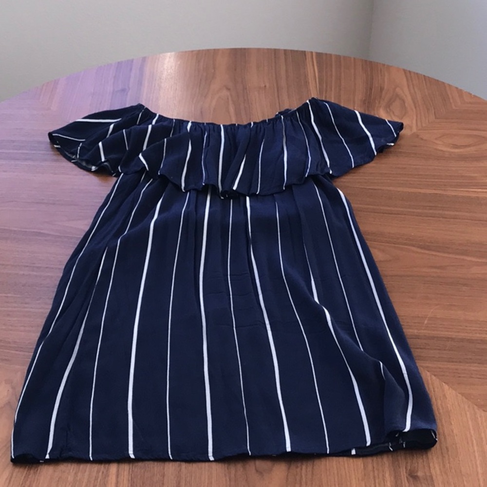 Blue off the shoulder dress